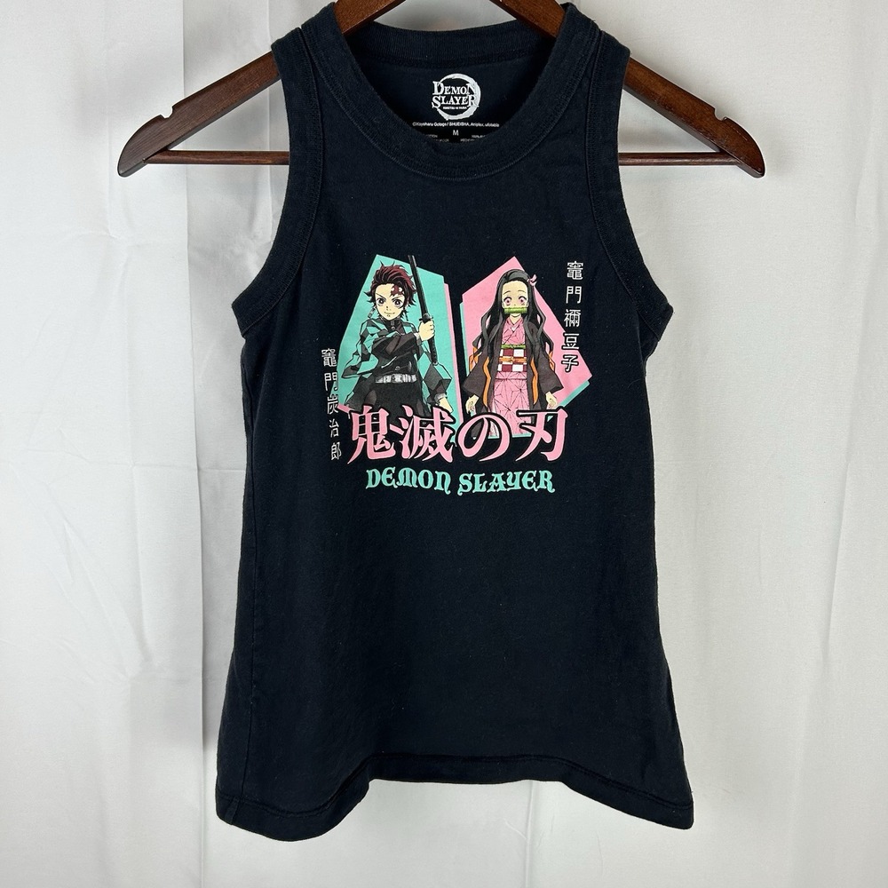 Demon Slayer Tank Top by Aniplex Gee Girl Medium Black‎ Tag Less Anime